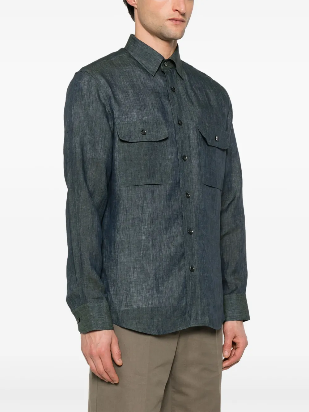 Brioni Linnen overhemd Blauw