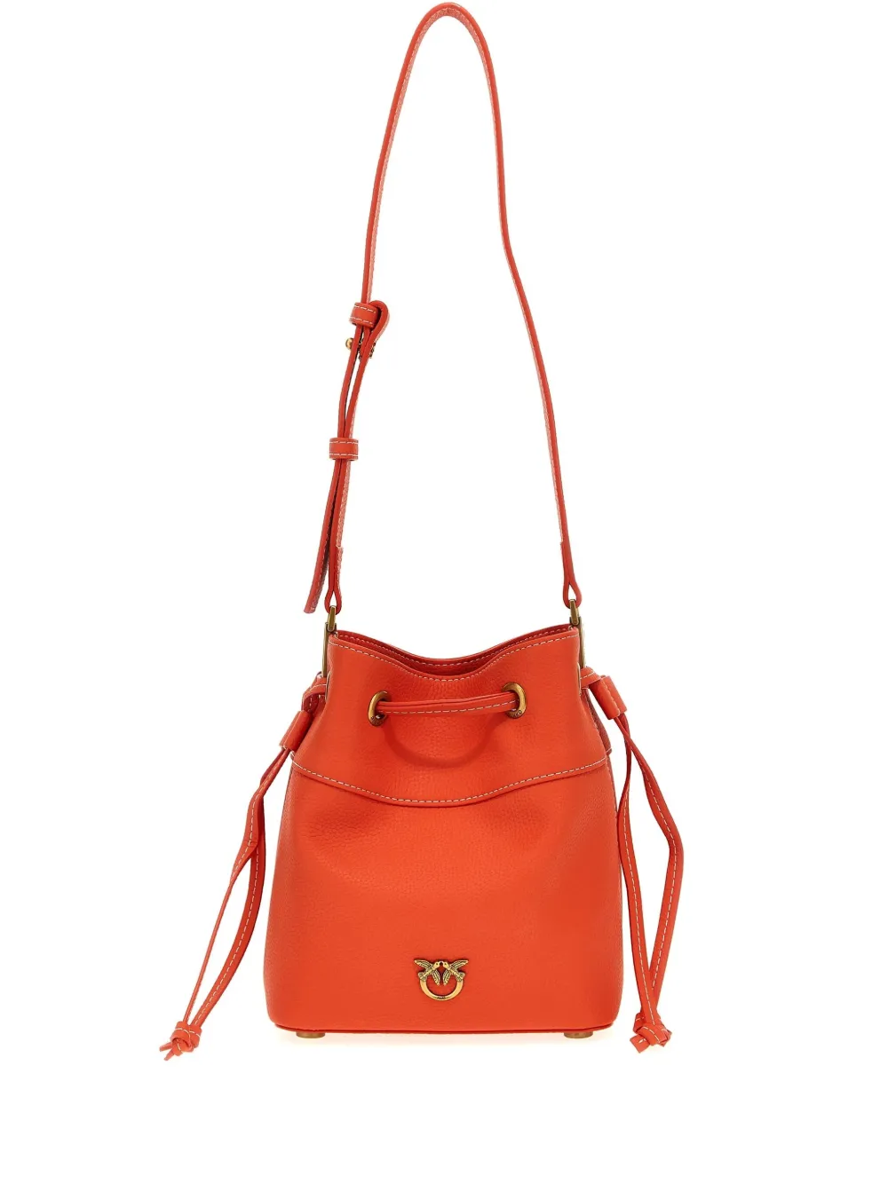 Pinko Textured Finish Bucket Bag With Adjustable Strap In Orange