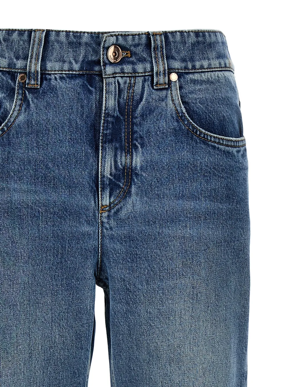 Brunello Cucinelli Straight jeans verfraaid met monili kralen Blauw