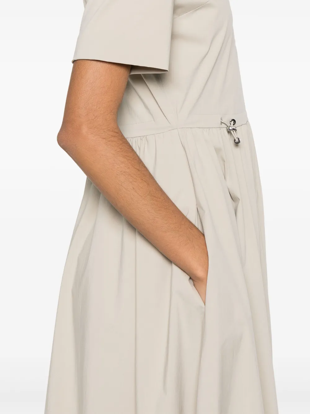 Shop Add Drawstring-waist Midi Dress In Neutrals