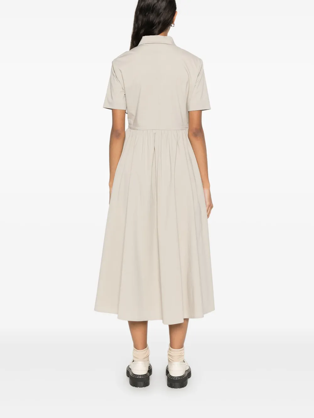 Shop Add Drawstring-waist Midi Dress In Neutrals