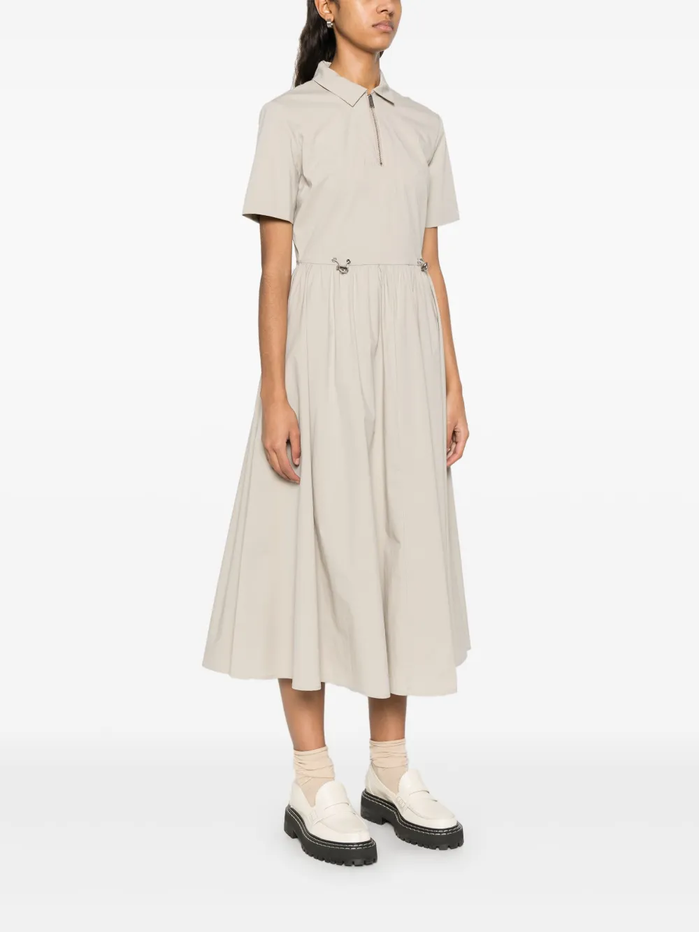 Shop Add Drawstring-waist Midi Dress In Neutrals