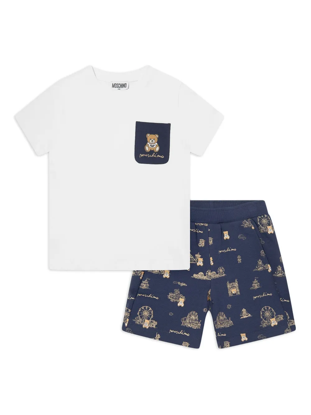 Moschino Kids Shorts set met logoprint Wit