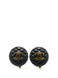 CHANEL Pre-Owned 1994 Resin Quilted CC Button Clip On Earrings costume earrings - Gold