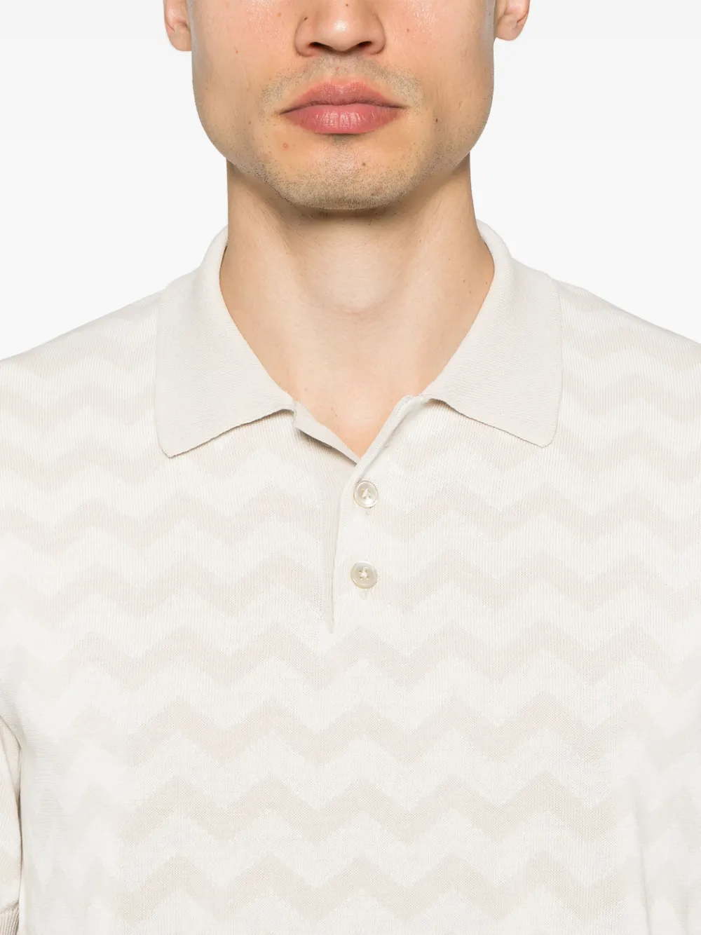 Eleventy Poloshirt met zigzag patroon Beige