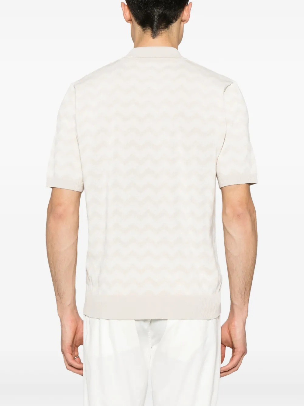 Eleventy Poloshirt met zigzag patroon Beige
