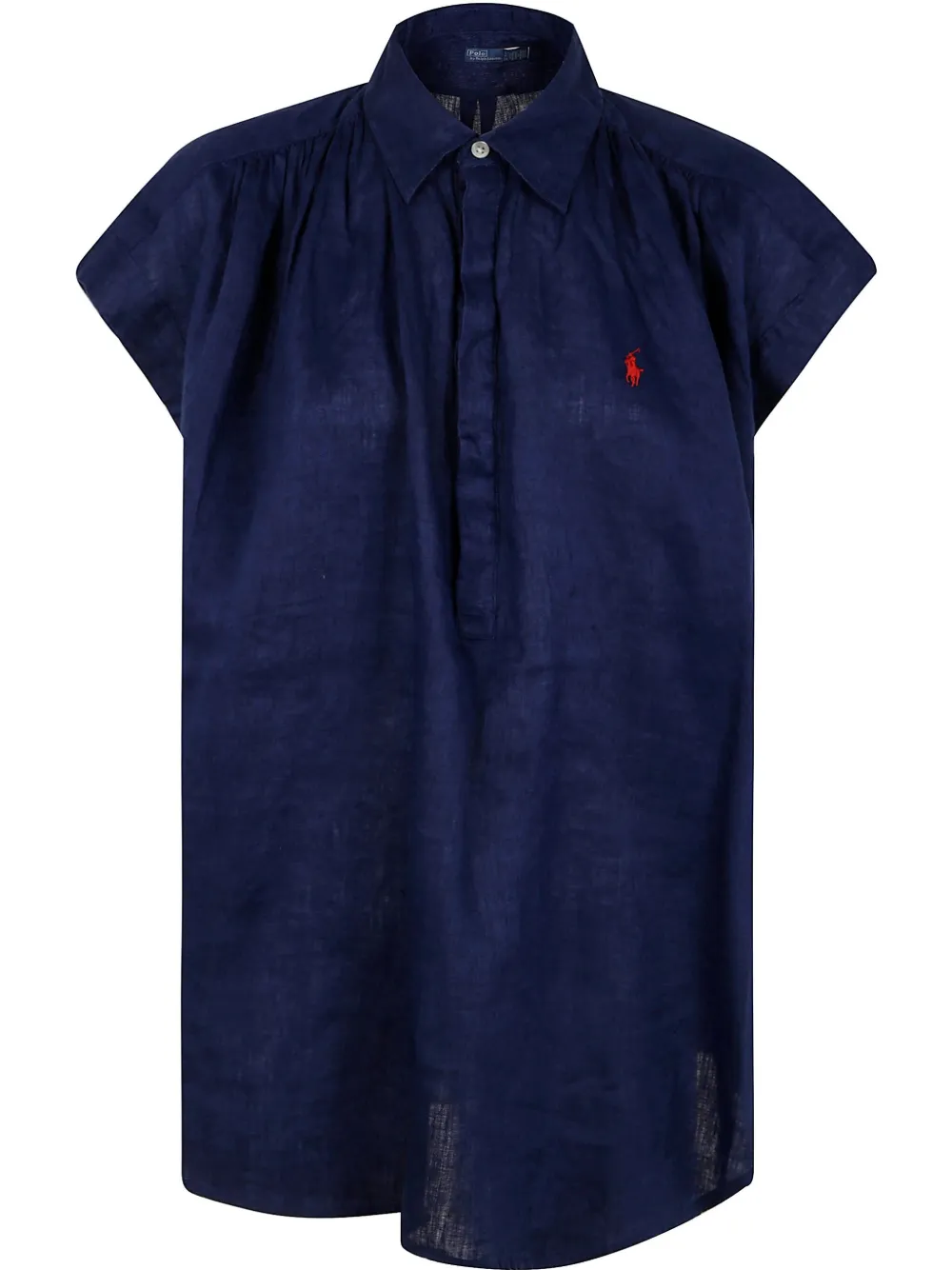 Shop Polo Ralph Lauren Cap-sleeve Shirt In Blue