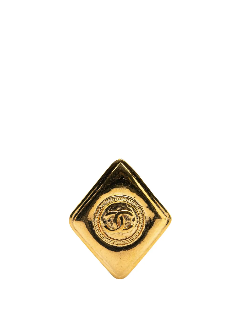 CHANEL Pre-Owned 20th Century ゴールドプレーテッド ココマーク ダイヤモンド コスチューム ブローチ - CHANEL Pre-Owned 20th Century ゴールドプレーテッド ココマーク ダイヤモンド コスチューム ブローチ -