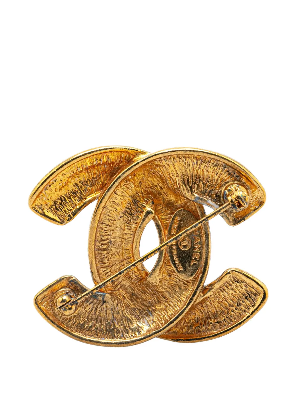 CHANEL Pre-Owned 1900s vergulde CC gewatteerde broche - Goud