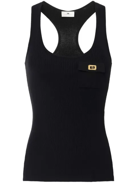 Elisabetta Franchi top de canalé con placa del logo