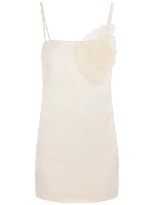 Robe en satin à appliques fleurs - Elisabetta Franchi - Modalova