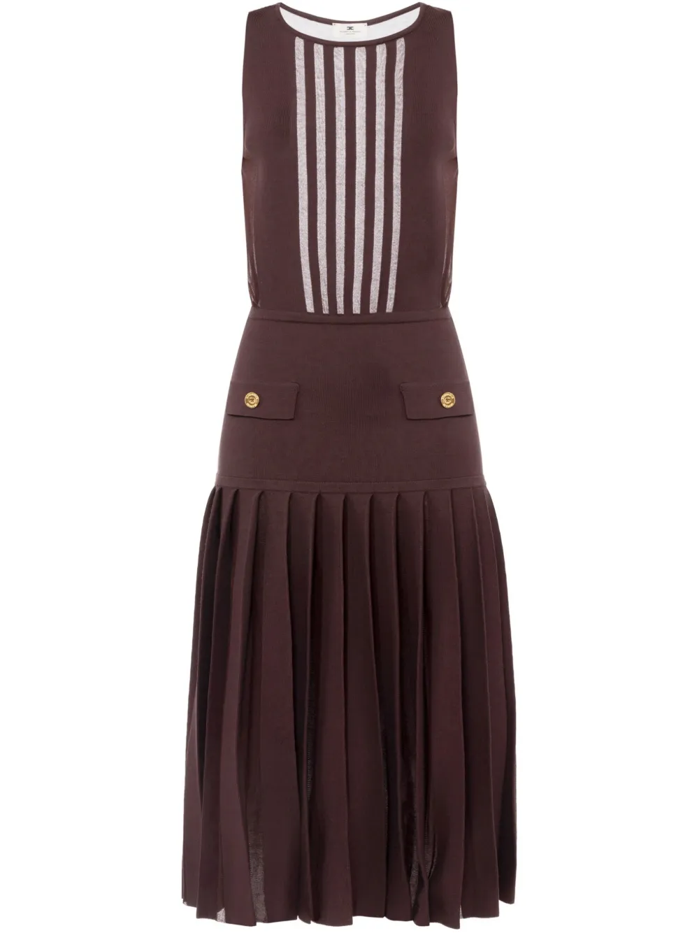 semi-sheer pleated knit dress