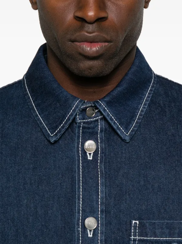 Gucci Lasered Denim Shirt | Blue | FARFETCH