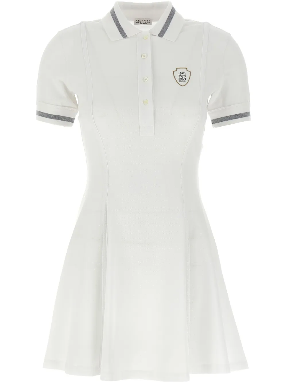 Brunello Cucinelli Poloshirtkleid mit Logo-Stickerei | Weiß | Image 1
