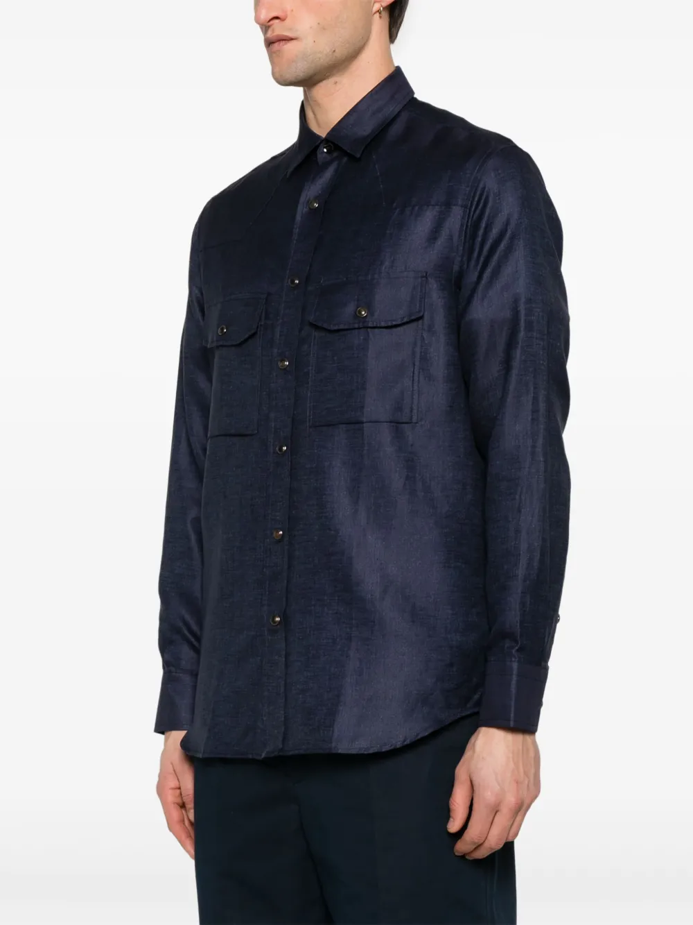 Brioni Overhemd met slub-textuur Blauw