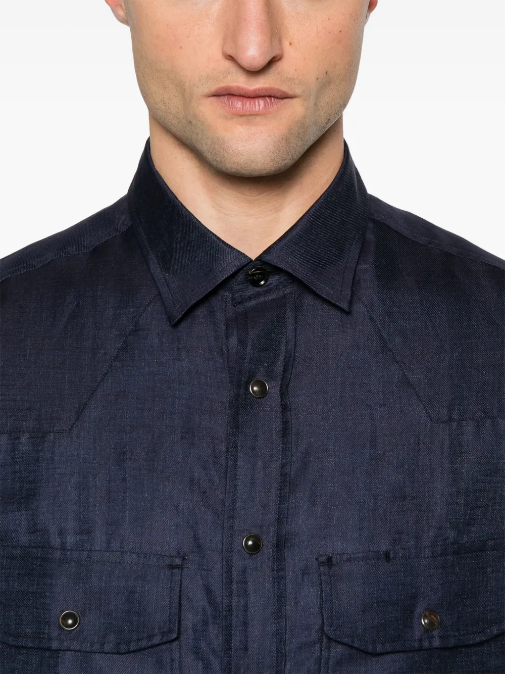 Brioni Overhemd met slub-textuur Blauw