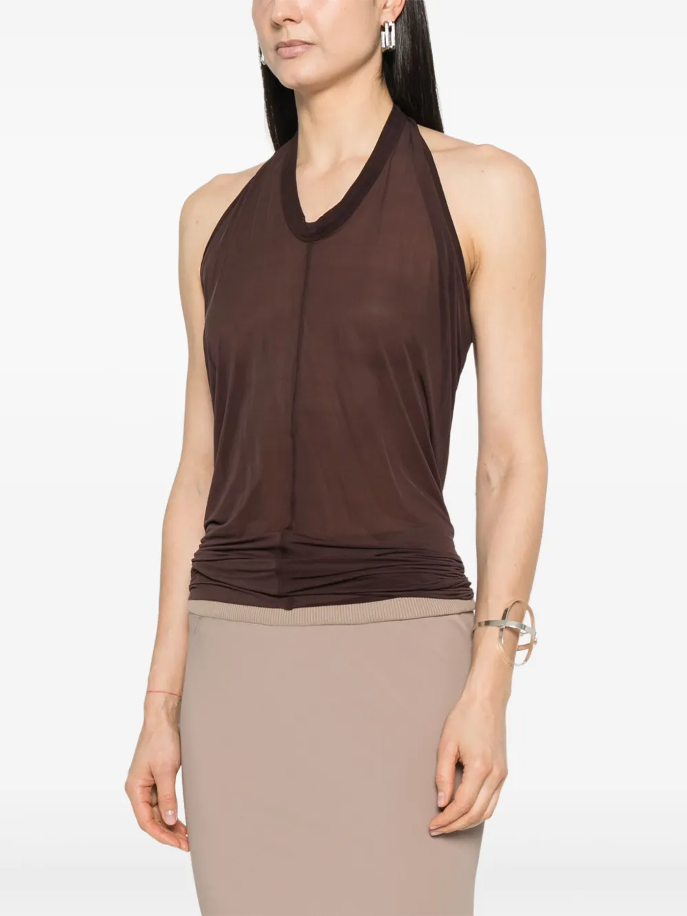 Rick Owens Halter T Top In Brown