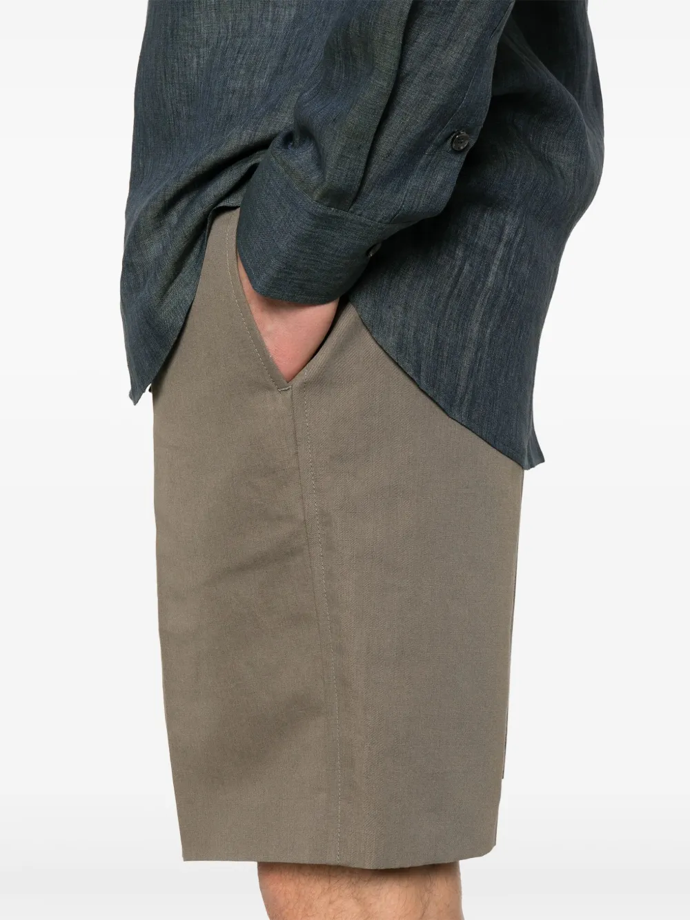 Brioni Shorts met slub-textuur Groen