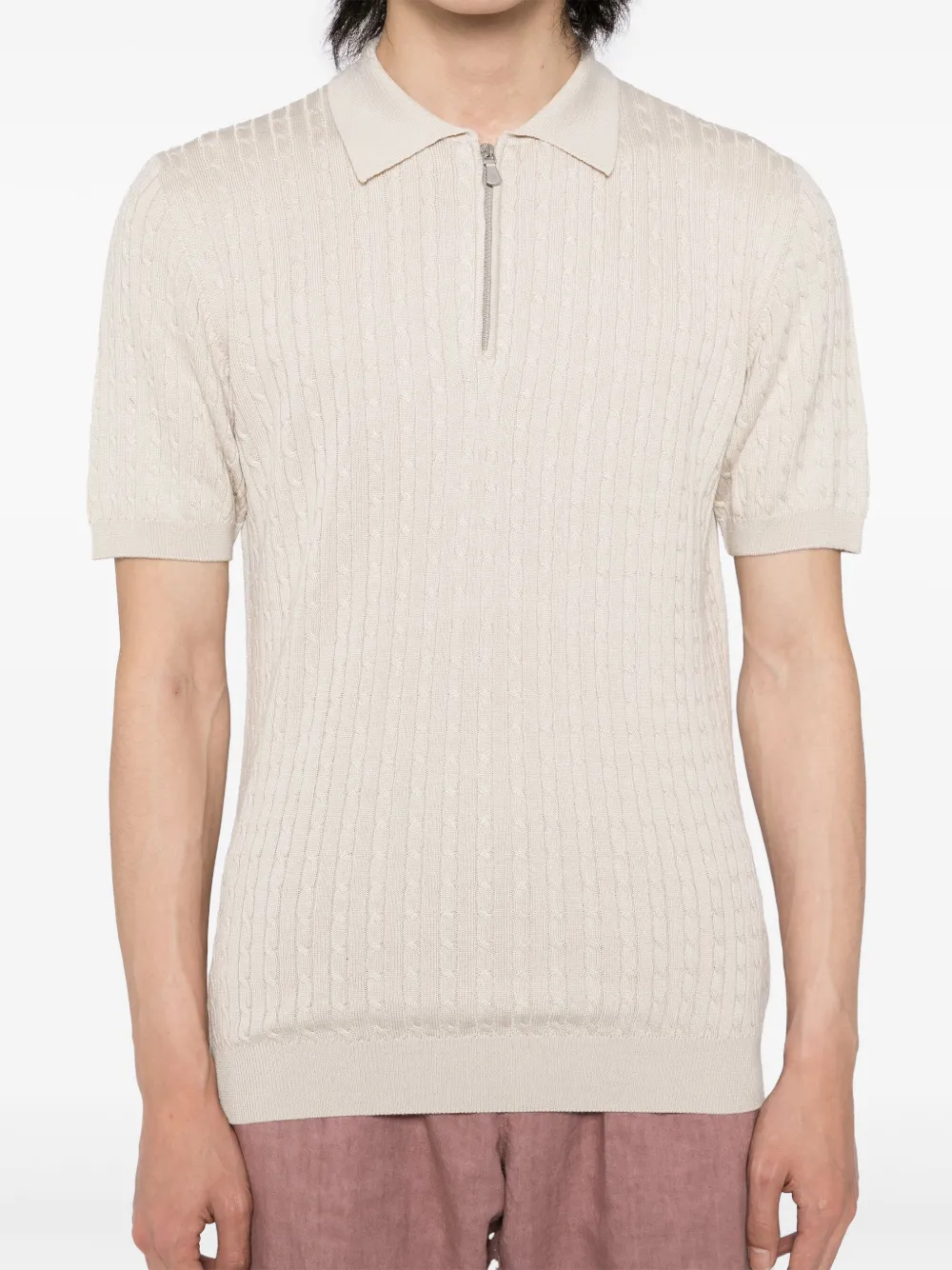Eleventy Kabelgebreid poloshirt Beige