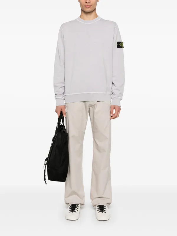 パーカー・フーディ STONE  MALFILE' FLEECE \"OLD EFFECT\" LOGO HOODIE Gray Malfilé Fleece Old Effect Hoodie by Stone Island on Sale