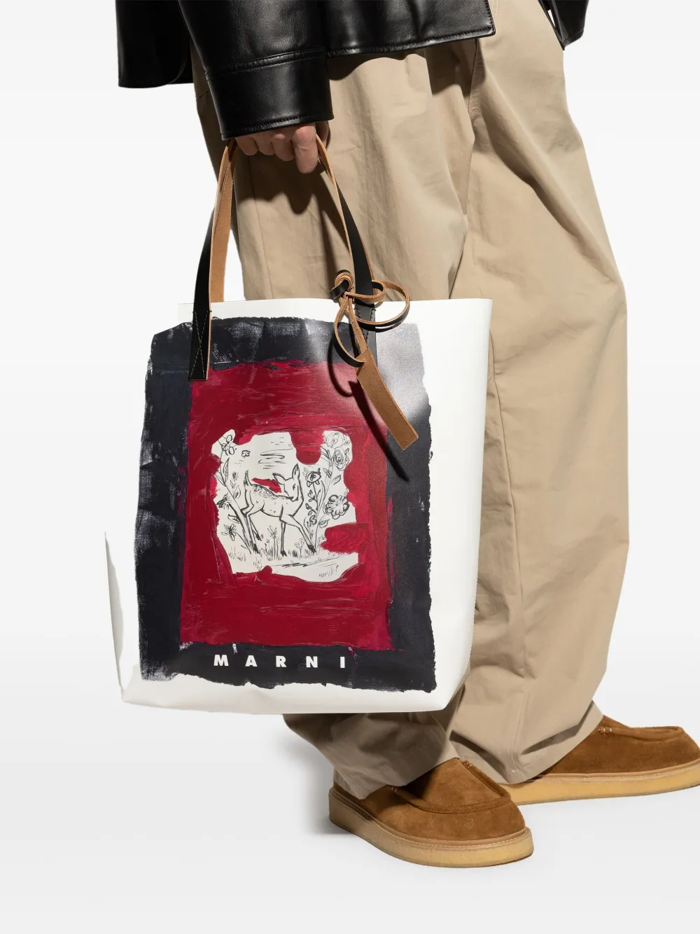 Marni painterly-print tote bag - Wit