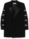 MACH & MACH crystal-bow cut-out mini blazer dress - Black