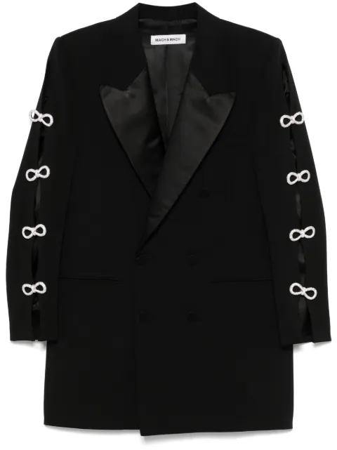 MACH & MACH vestido estilo blazer corto con moño de cristal
