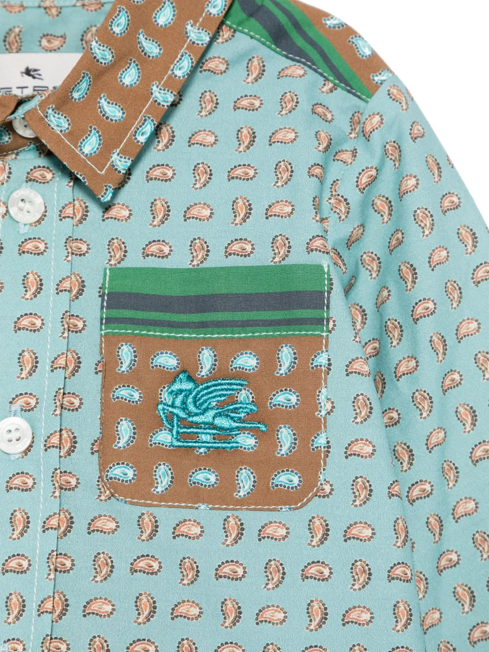 ETRO KIDS Shirt met paisley-print Blauw