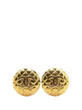 CHANEL Pre-Owned 1980-1990 Gold Plated CC Quilted Clip On Earrings costume earrings