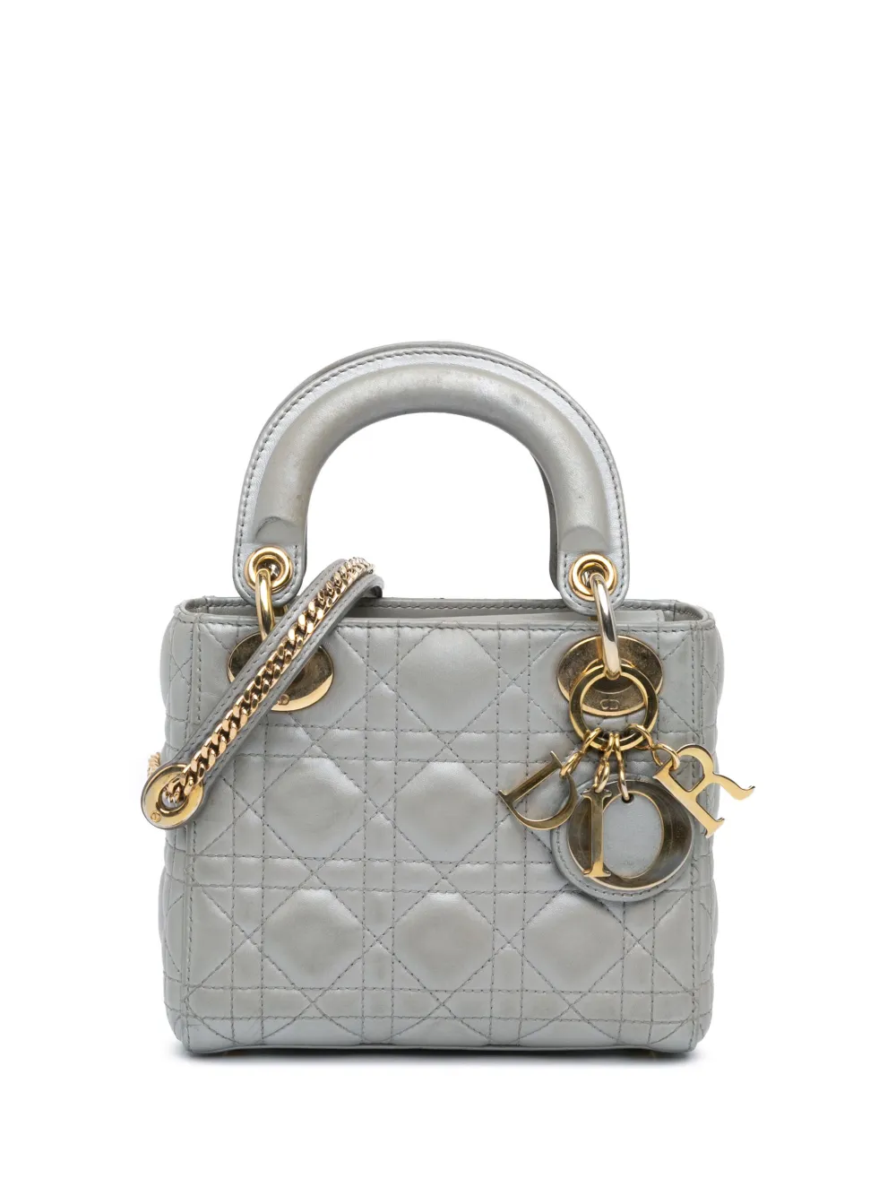 Christian Dior Pre-Owned 2019 ミニ メタリックラムスキン カナージュ レディ ディオール サッチェルバッグ - Christian Dior Pre-Owned 2019 ミニ メタリックラムスキン カナージュ レディ ディオール サッチェルバッグ -