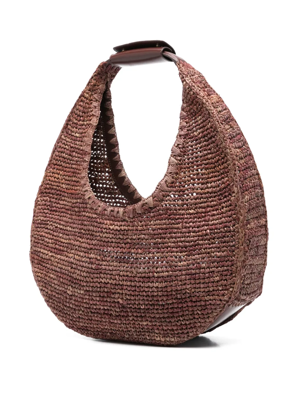 STAUD LARGE MOON RAFFIA SHOULDER BAG