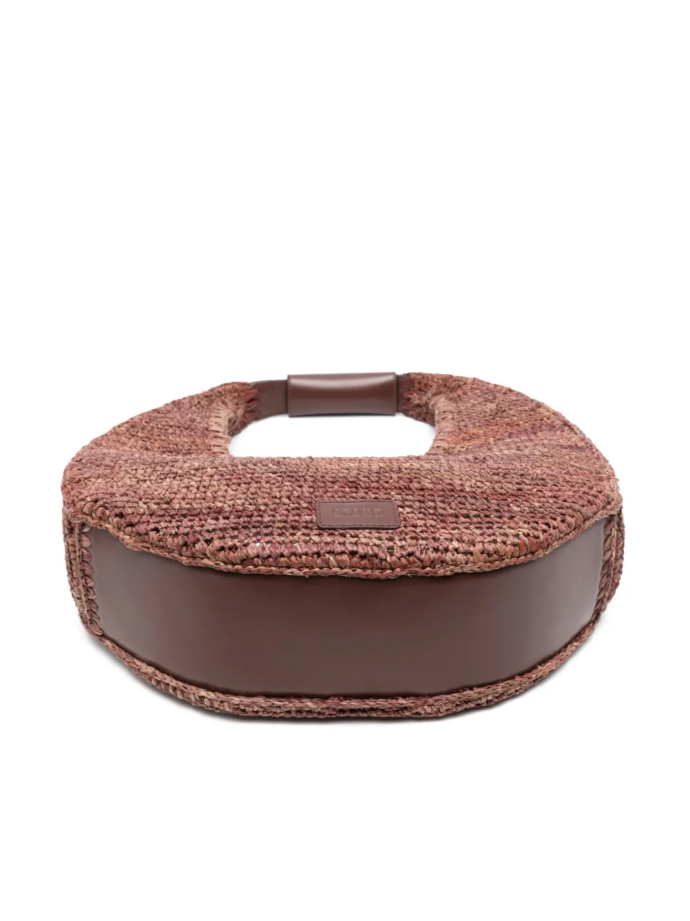 STAUD LARGE MOON RAFFIA SHOULDER BAG