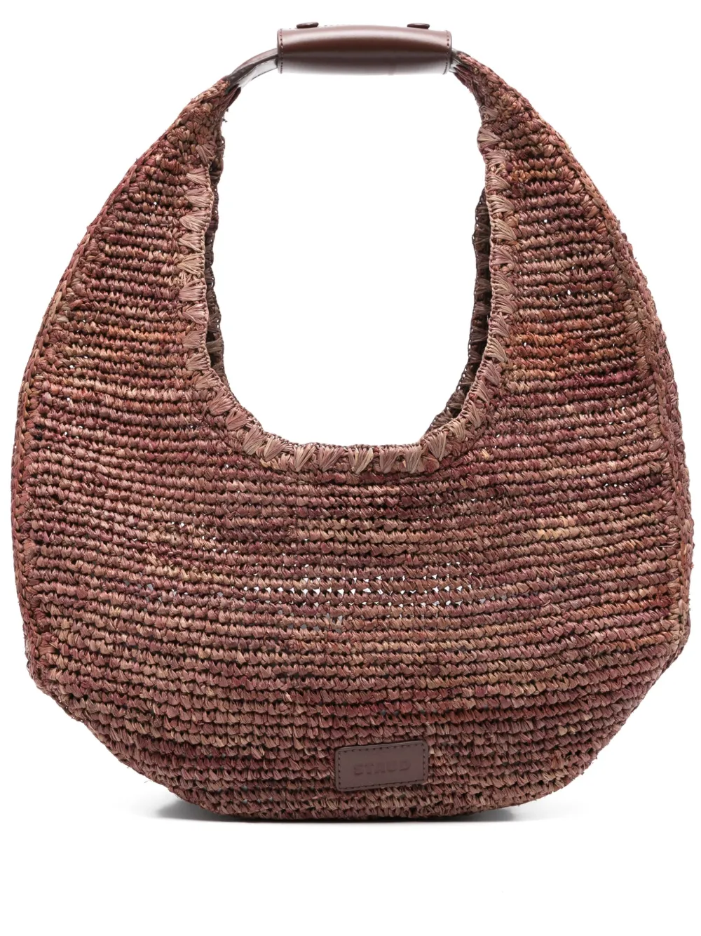 STAUD LARGE MOON RAFFIA SHOULDER BAG