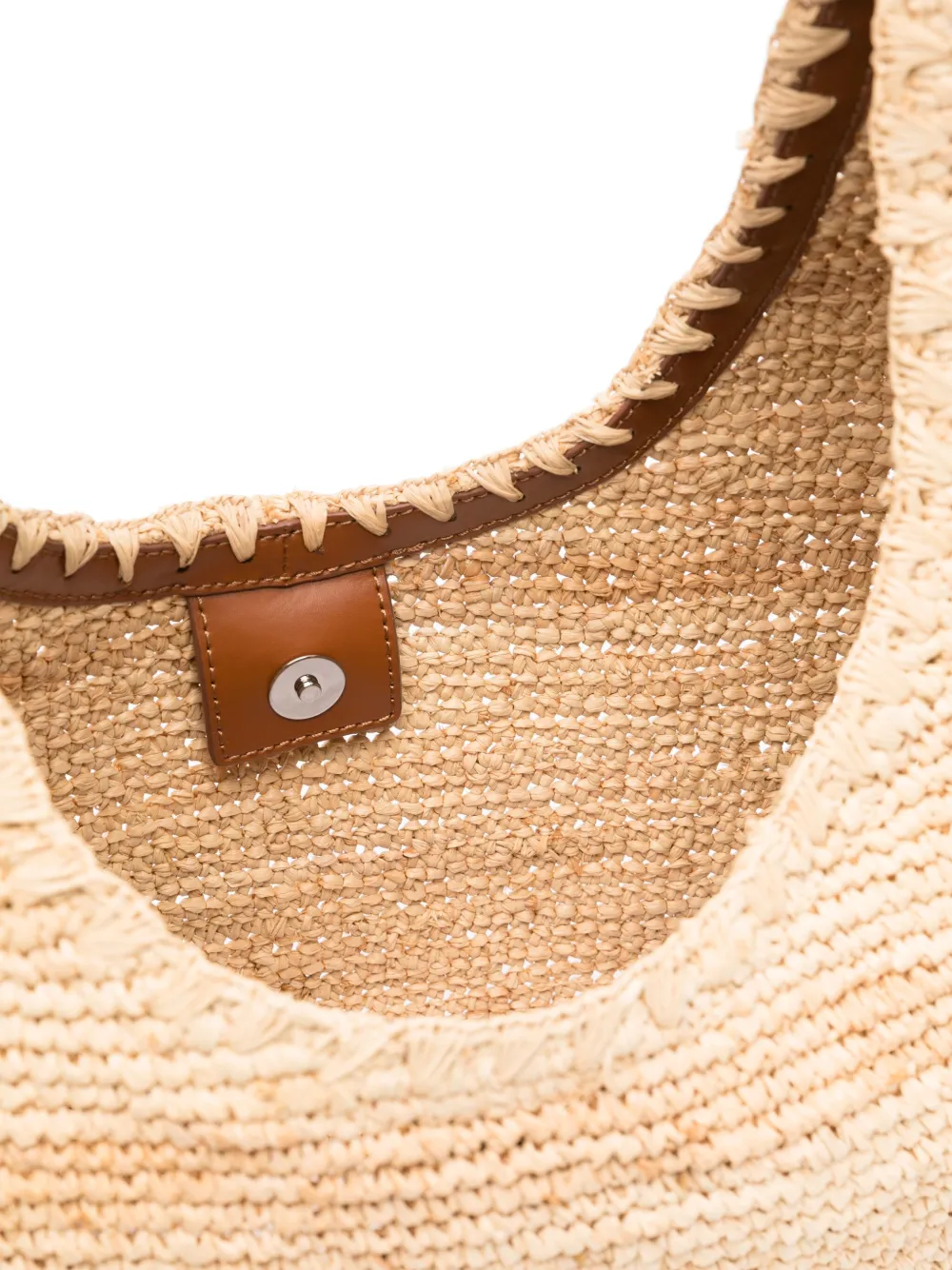 STAUD Moon grote raffia schoudertas Beige