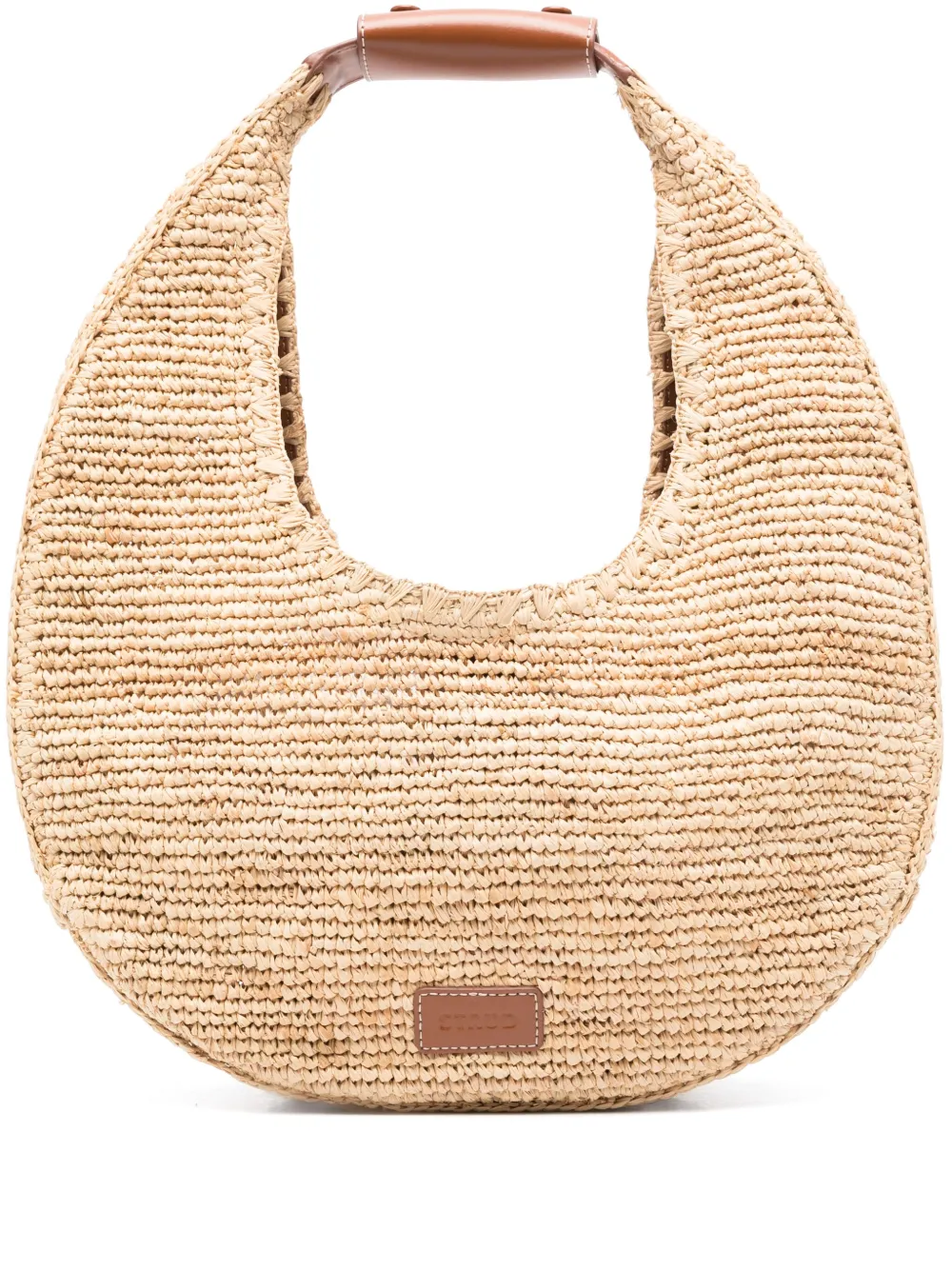 STAUD large moon raffia shoulder bag | Neutrals | Image 1