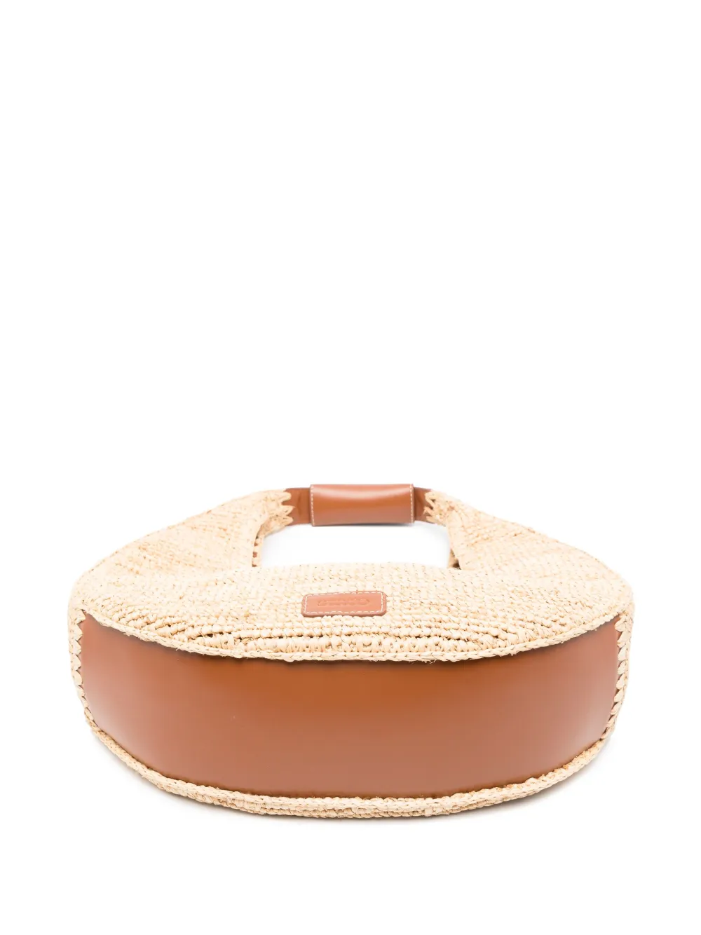 STAUD Moon grote raffia schoudertas Beige