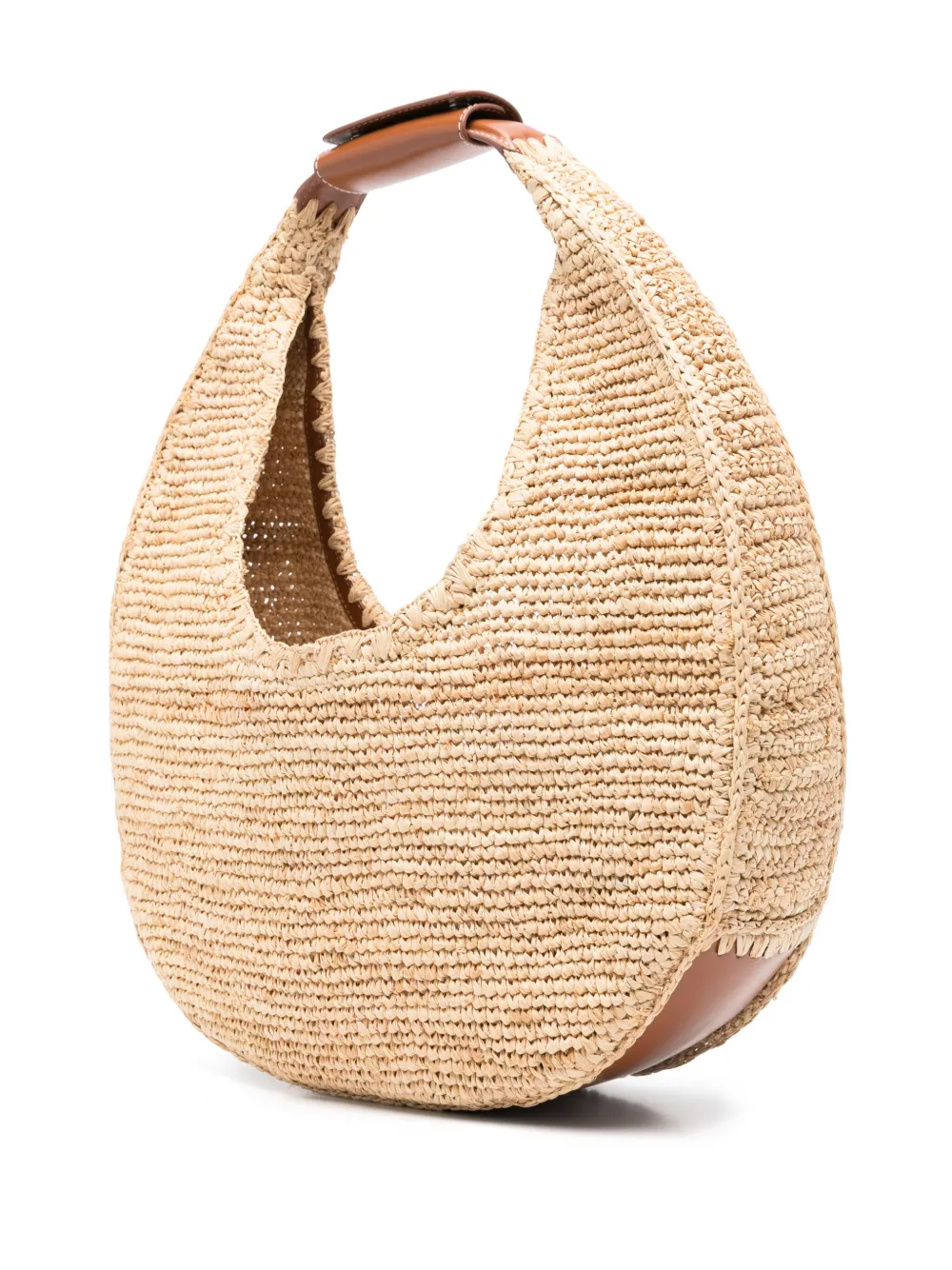 STAUD Moon grote raffia schoudertas Beige