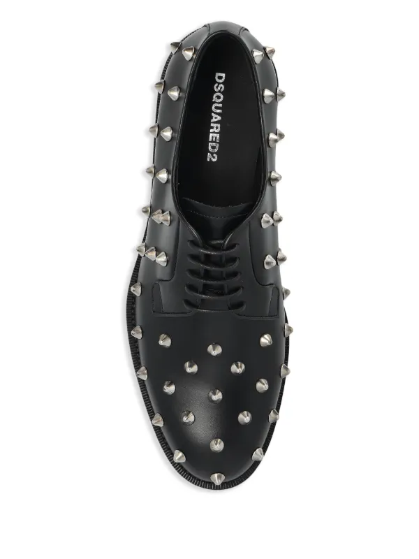 良品 DSQUARED2 ブラックレザー 柄 ブラック 黒 レザー 本革 DSQUARED2 perforated-detail Leather Shoes | Black | FARFETCH