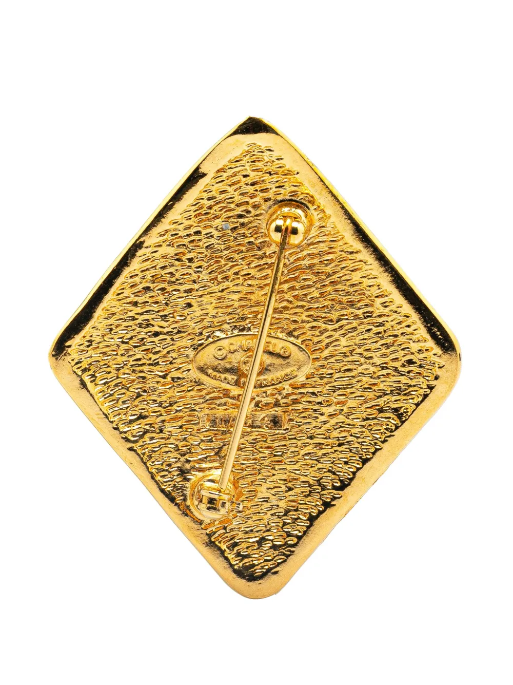 CHANEL Pre-Owned 1900s CC Rhombus vergulde broche - Goud