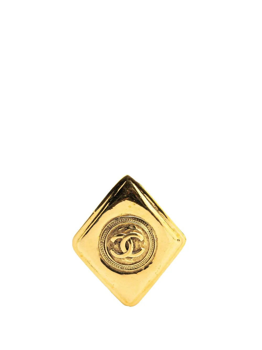 CHANEL Pre-Owned 20th Century Gold Plated CC Rhombus Brooch costume brooch | Gold | Image 1
