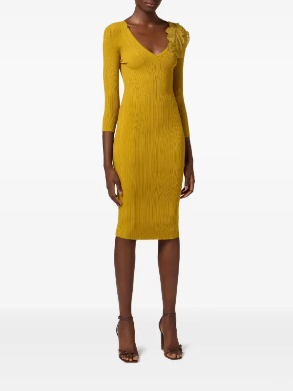ワンピース ELISABETTA FRANCHI DRESS IN RIBBED KNIT FABRIC WITH BREAST P Dress in ribbed knit fabric with breast pocket | Elisabetta