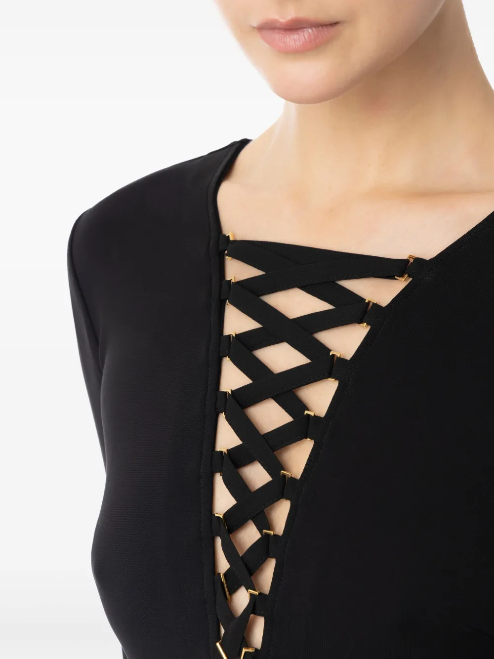 Elisabetta Franchi Body met veters Zwart