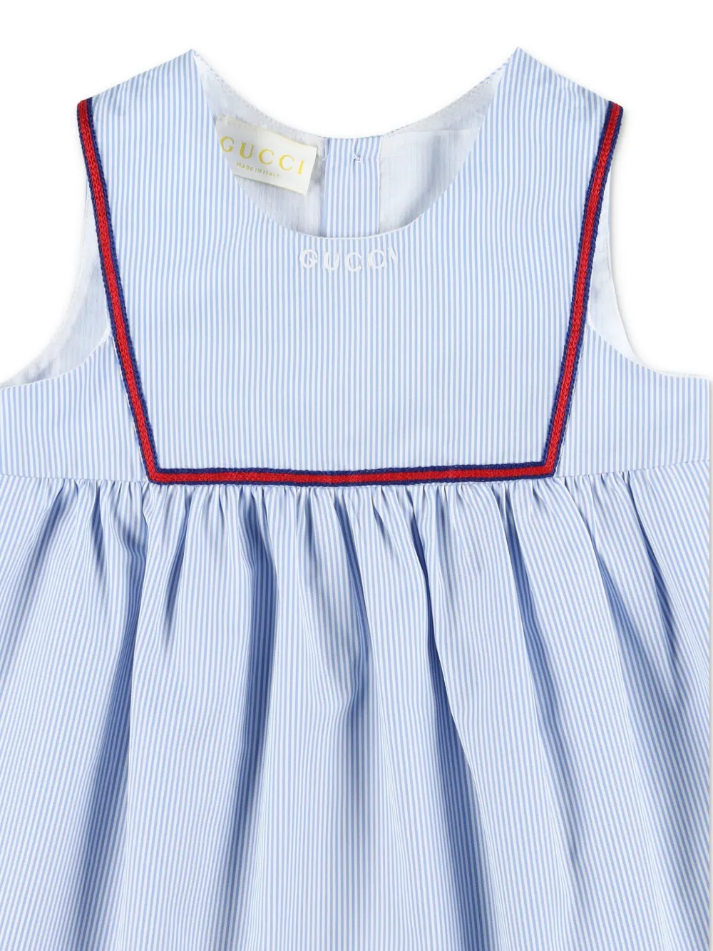 Gucci Embroidered Striped Dress In Blue