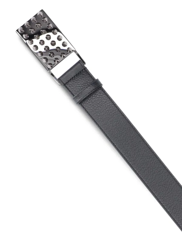 【関税込み】Christian Louboutin Belts Loubi - Belt - Calf leather and spikes - Black - Christian