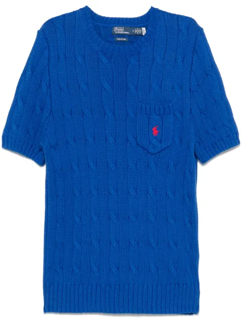 Polo Ralph Lauren توب بأكمام قصيرة وحياكة الضفيرة