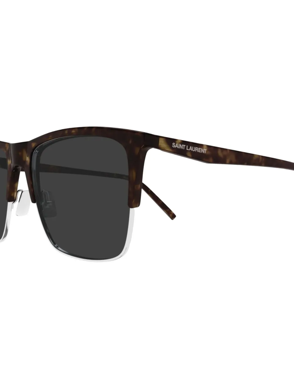 Saint Laurent Eyewear Zonnebril met schildpadschild design en half montuur Bruin