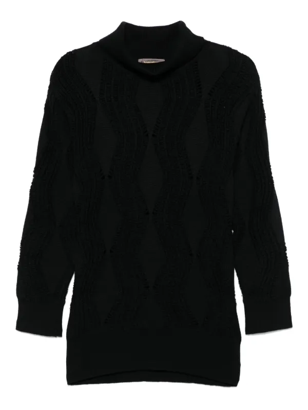 Issey Miyake Pre-Owned 1980s Turtleneck Textured Sweater | Black