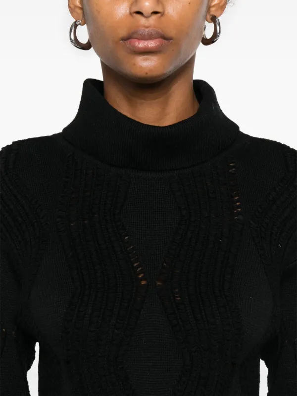 Issey Miyake Pre-Owned 1980s Turtleneck Textured Sweater | Black