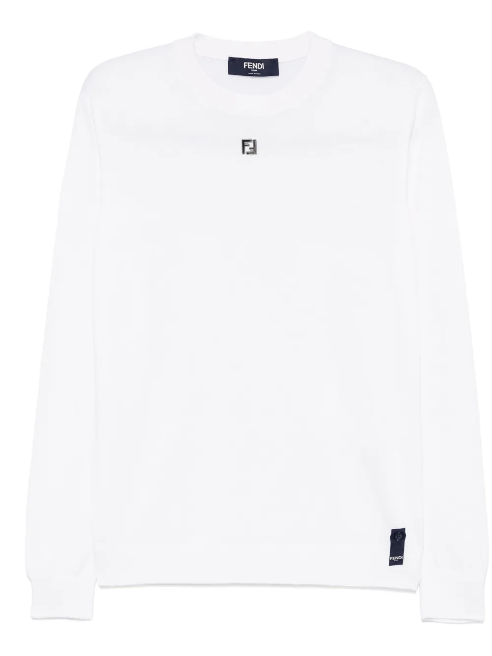 Fendi White Virgin Wool Sweater In White