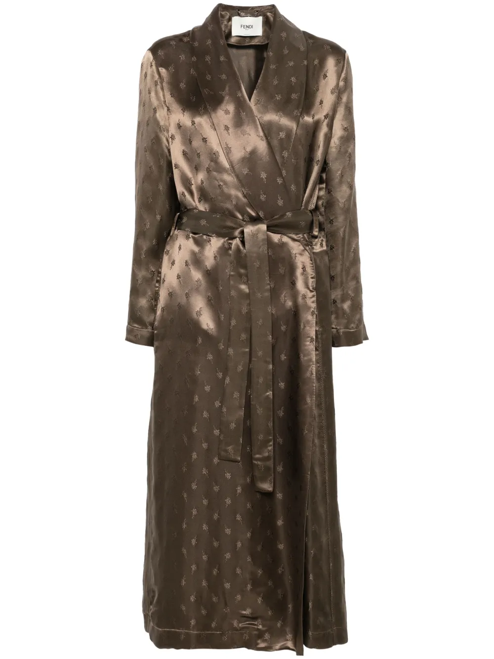 FENDI jacquard overcoat - Brown